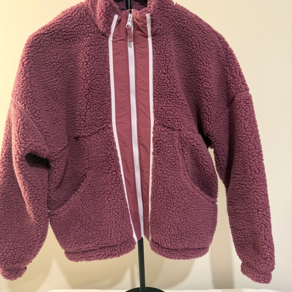 DSG Women Plum Purple Sherpa Fleece Full Zip Jacket XL 16 Recycled Polyester